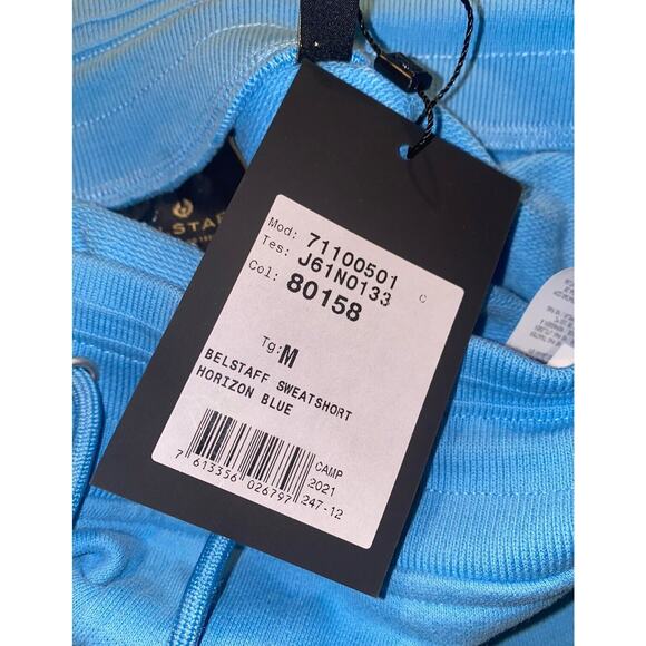 Belstaff drawstring sweat shorts Size medium New Horizon Blue cotton fleece - Picture 4 of 10